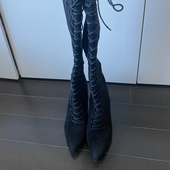 STUART WEITZMAN HIGHSTRUNG SEXY LACE UP SUEDE BOOTS US 10 - Picture 7 of 11